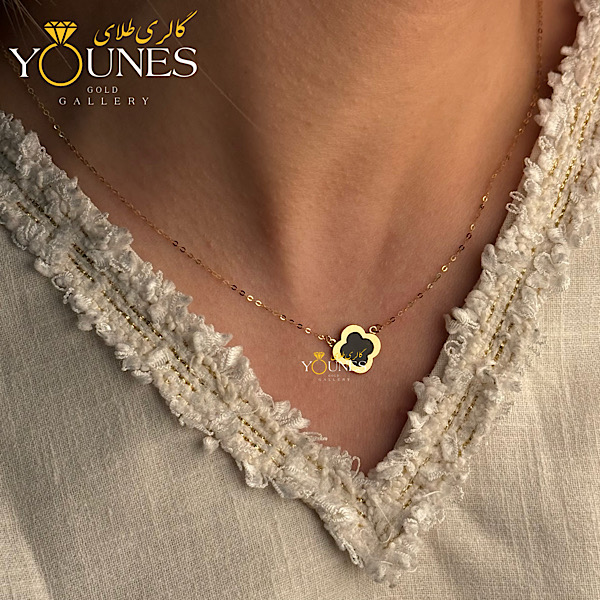 گردنبند میناکاری ونکلیف مشکی طلا